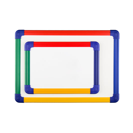 Vlog: Small whiteboard with colorful plastic frames, beautiful white board for student.